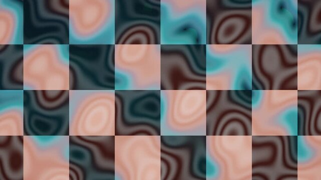 Abstract Liquid Swirls in Checkerboard Pattern Motion Background Loop