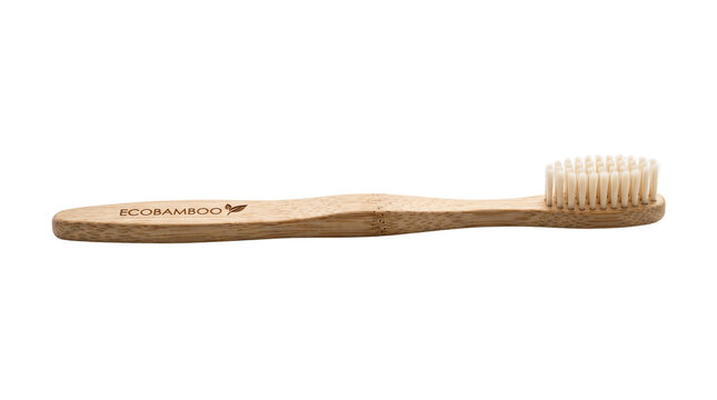 Wooden toothbrush isolated on transparent background 