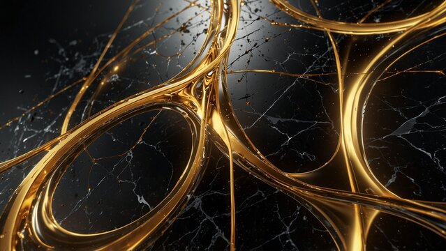 Black and gold marble wallpaper, high quality conceptual artwork - Generative AI