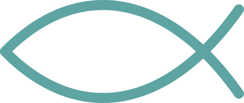 Teal Christian Fish Symbol Ichthys Vector Illustration