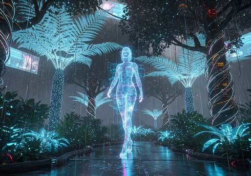Ethereal Glow in a Digital Oasis