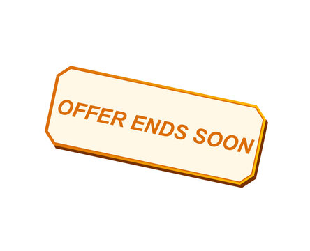 Offer ends soon text on a glowing rectangular button graphic