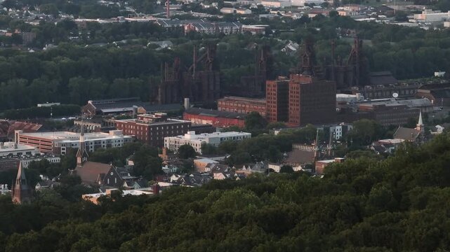 Aerial view of a steel mill in Allentown, Pennsylvania