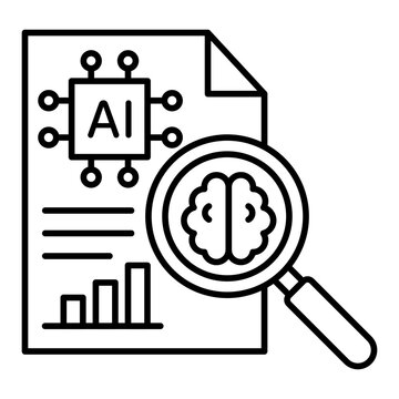 ai research line icon with editable stroke