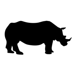 Black Rhino Silhouette Isolated on White Background © Sahil
