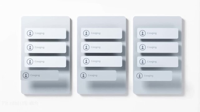 Minimalist Digital User Interface Design Concept with Animated Interactive Button Panels.