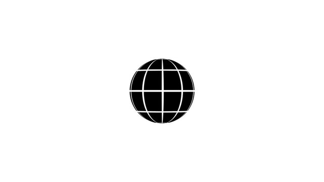 Minimalist globe animation: rotating earth symbol for global business, technology, and digital communication projects