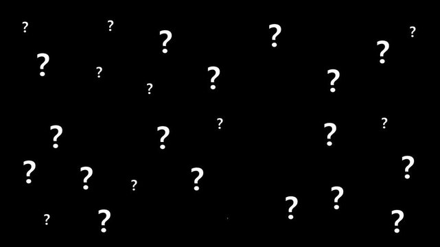 Floating question marks background, animation: concept, of uncertainty, faq, and problem solving confusion