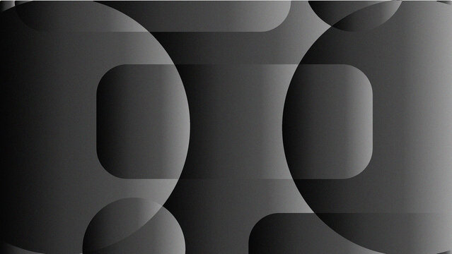 Abstract texture background with circles and rounded rectangles in varying shades of dark gray and black.