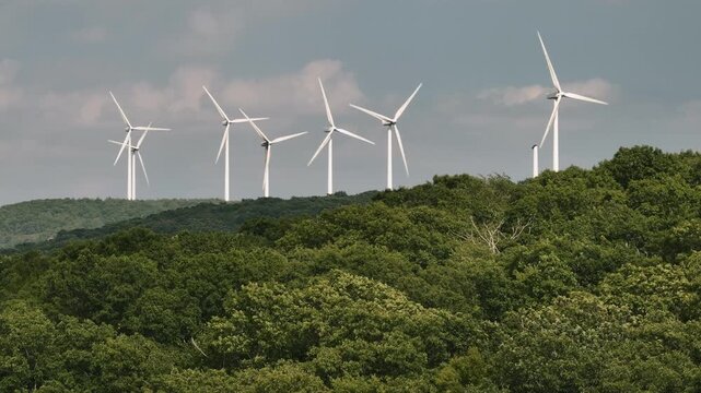 Aerial view of windmills in Northeast Pennsylvania