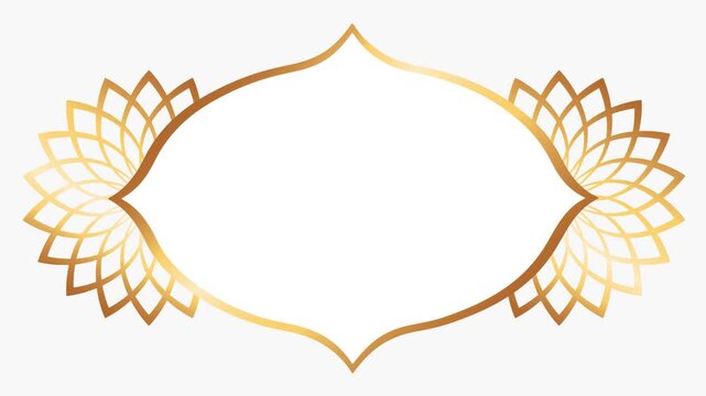 Elegant Golden Mandala Dome Badge Frame Footage on White Background