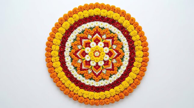 A vibrant and intricate floral rangoli design beautifully captures the spirit of diwali the festival of lights and joy