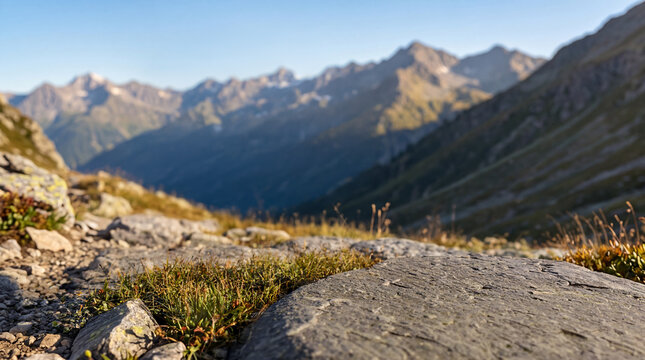 Flat Stone Platform on Mountain Peak for Product Display