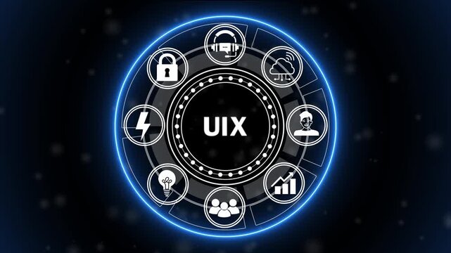 Futuristic Digital UIX Interface Animation with User Experience, Smart Interface Design and Interactive Technology HUD