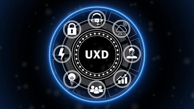 Futuristic Digital UXD Interface Animation with User Experience Design, Interactive Technology and Smart HUD System