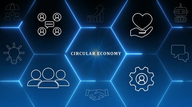 Circular economy concept, recycle, environment, reuse, manufacturing, waste, consumer, resources. LCA Life cycle assessment. Sustainable business development. Limit climate change and global warming.
