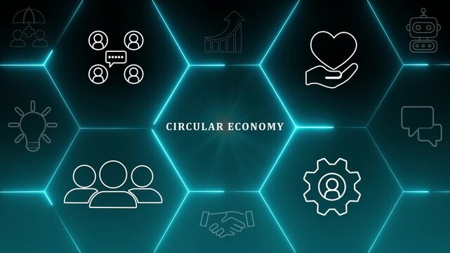 Circular economy concept, recycle, environment, reuse, manufacturing, waste, consumer, resources. LCA Life cycle assessment. Sustainable business development. Limit climate change and global warming.