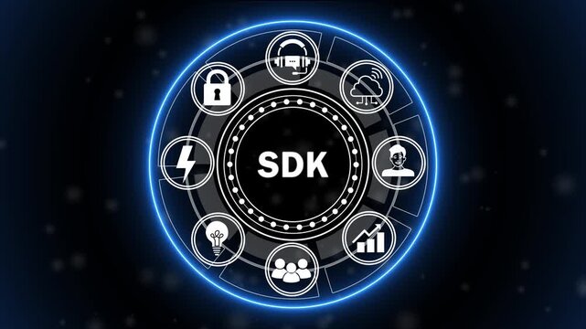 SDK Software Development Kit Concept, Developer Tools and Programming Technology Interface for Application Development and Digital Software Engineering