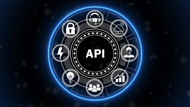API Application Programming Interface Concept, Software Integration and Digital Technology for Application Development.