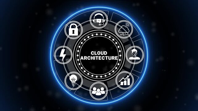 Cloud Architecture Concept, Scalable Cloud Computing Infrastructure with Distributed Systems, Data Services, Network Connectivity and Digital Transformation