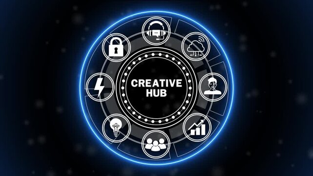 Creative Hub Concept, Digital Innovation and Creative Technology Platform for Collaboration, Design, Content Creation and Business Development