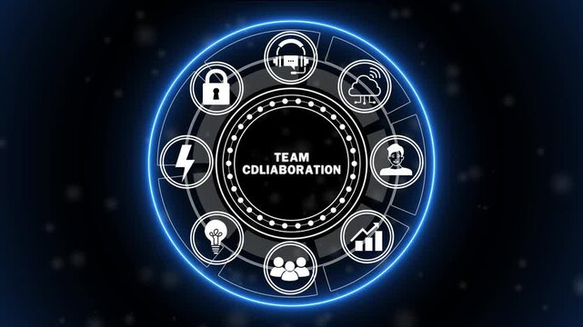 Team Collaboration Concept, Digital Workplace Communication and Project Management Platform for Teamwork, Productivity and Business Innovation