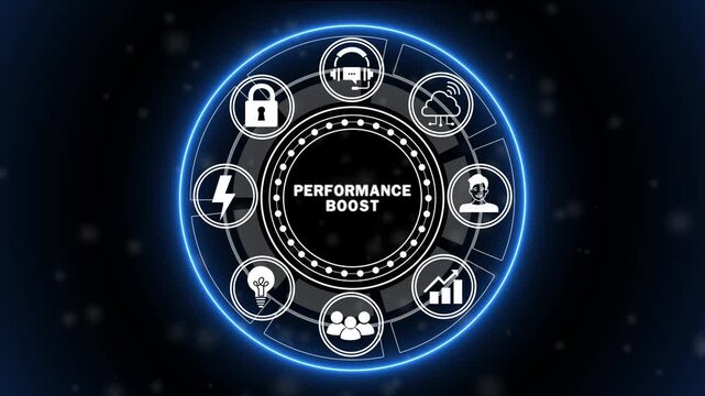 Performance Boost Concept, Business Performance Optimization and Productivity Improvement with Data Analytics, Automation, KPI Monitoring and Digital Technology