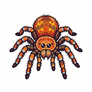 Cute Hairy Tarantula Spider, Colorful Flat Vector Illustration