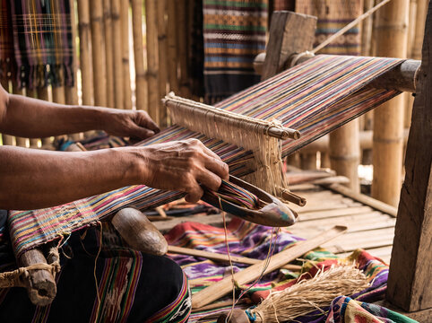 Tenun Ikat Weaving Process Hands NTT Traditional Craft