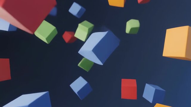Colorful geometric shapes animation transitioning across frames