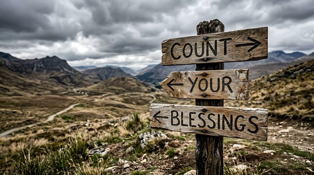 Count your blessings signpost in scenic scottish highlands mountains landscape with signpost blessings mountains highlands scotland inspiration