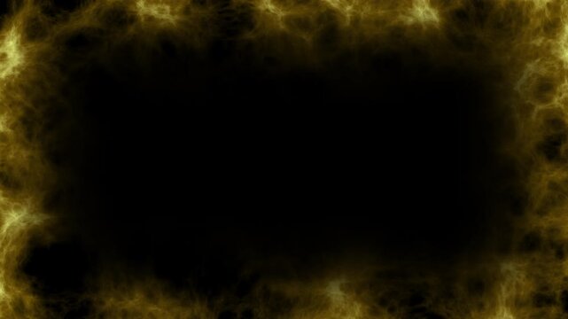 黄金のオーラフレーム シームレスループ 黒背景 / Gold aura frame seamless loop on black background