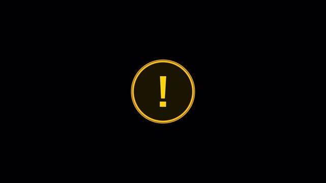  Warning message concept represented by exclamation mark animation on Transparent Background . Warning Alert Icon Animation for Important Message or Warning in 4K with Alpha Channel