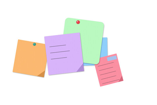 Colorful sticky notes paper collection with various shapes for office work and study reminders