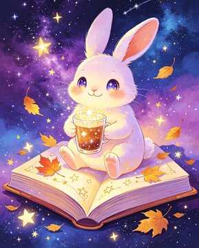 Bright vivid palette with fine details, clover‑filled meadow, joyful hiding rabbit, romantic whimsical cartoon illustration