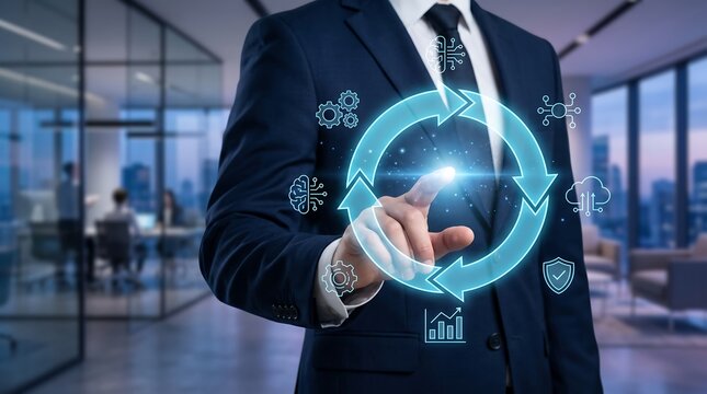 Digital Business Innovation Concept with Smart Workflow Automation and Operational Process Optimization
