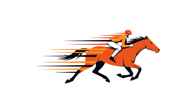 Dynamic illustration of a jockey riding a fast horse with motion blur, conveying speed and competition