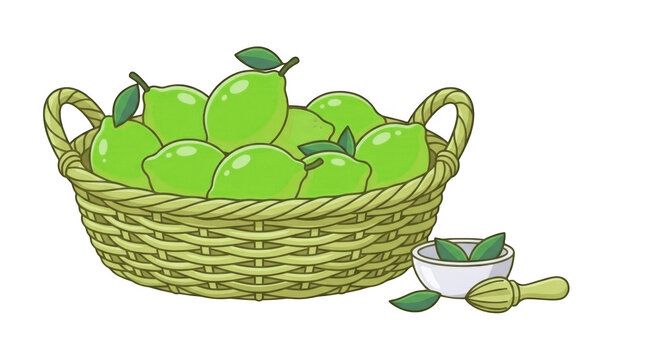 Colorful cartoon basket with chicks and eggs
