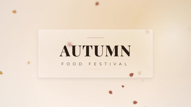 Autumn Food Festival animated title card with falling particles