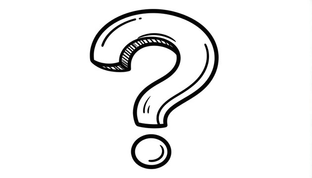 Comic Question Mark Doodle Cartoon Flat Graphic Element for Pop Art and Comic Illustration