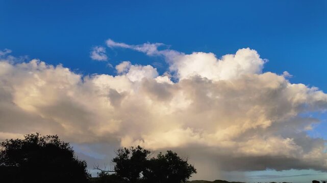 天竜川と夕方の空に発達する積乱雲のタイムラプス