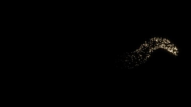 4k abstract glowing gold glitter sparkle explosion, twinkling star particle burst line, cinematic light flare motion graphics, magic fairy dust trail overlay on black background. animation