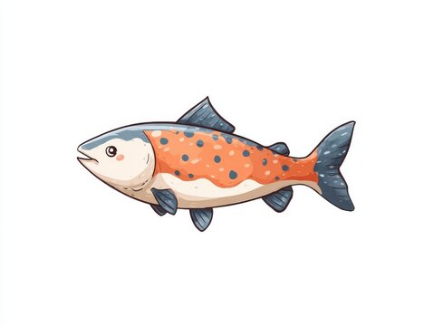 Pixel Art Illustration Of A Spotted Salmon Fish Isolated On A Clean White Background