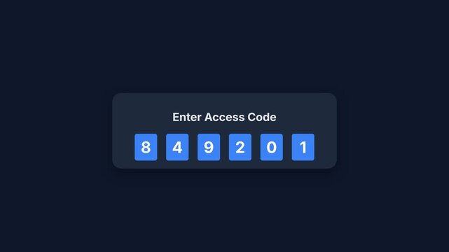 Static Authentication Screen, Numeric Keypad with Blue Buttons and White Text on Dark Background, Digital Access Code Entry, symbolizing security and access control.