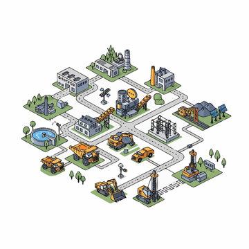 *Modern Open Pit Mining Operations Featuring Heavy Mining Equipment, Large Haul Trucks, Material Transportation, Excavation Activities, and Industrial Infrastructure in a Large Scale Surface Mining En