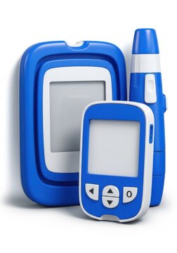 Blue glucose monitoring equipment vector
