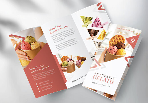 Modern Authentic Gelato and Ice Cream Shop Trifold Brochure Template