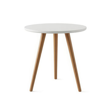 Minimalist round wooden side table with three legs