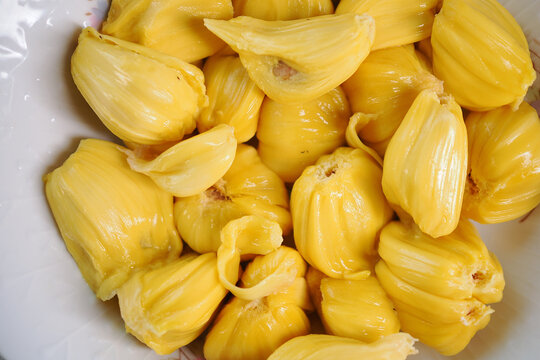 Fresh jackfruit pieces in a bowl for cooking or eating