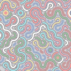 Colorful abstract seamless pattern with swirls and shapes
